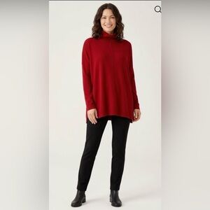 Eileen Fisher Cranberry Turtleneck Fine Merino Wool Tunic Sweater Size 2x
